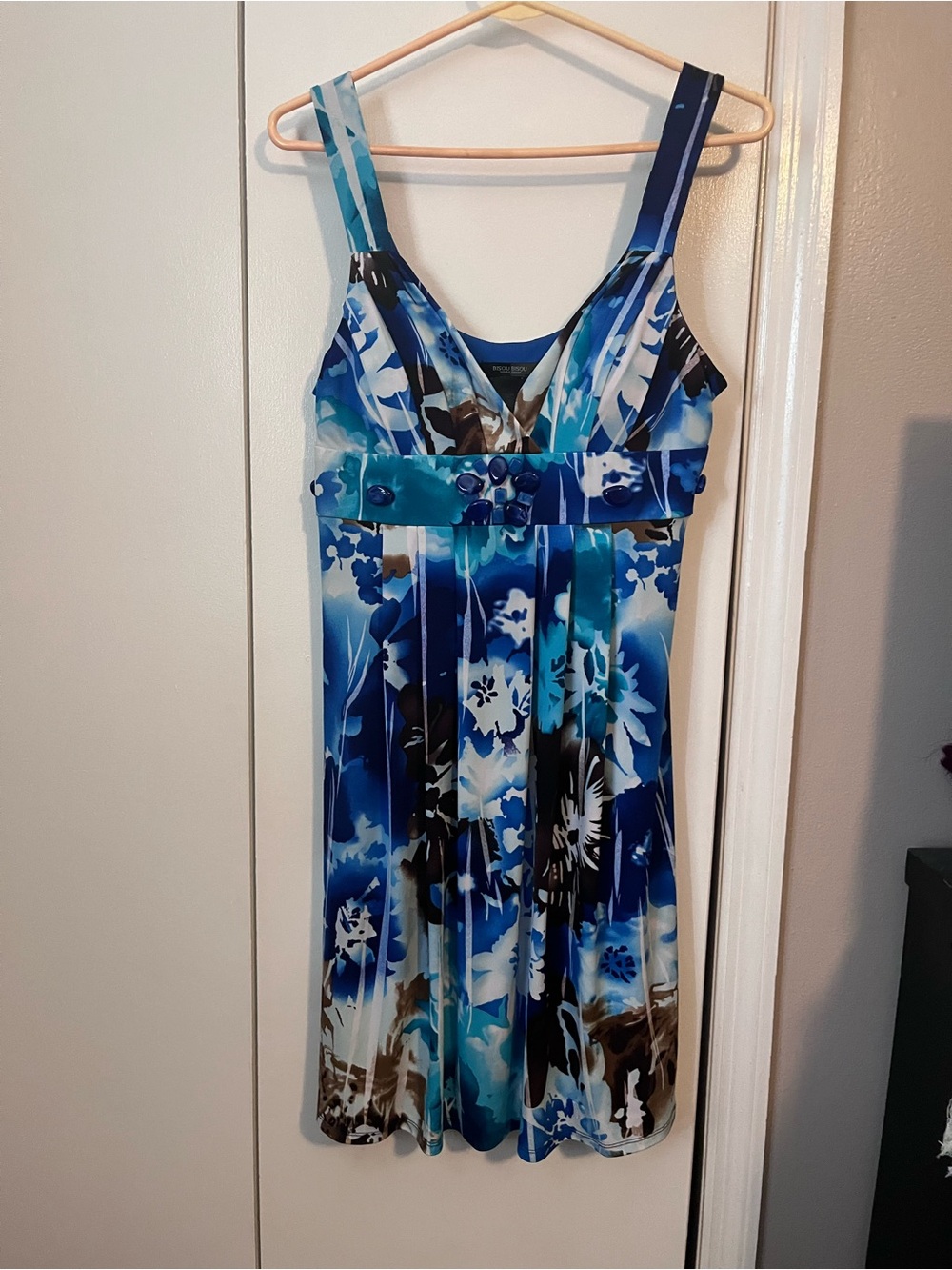 Bisou Bisou Blue Floral Empire-Waist Midi Dress